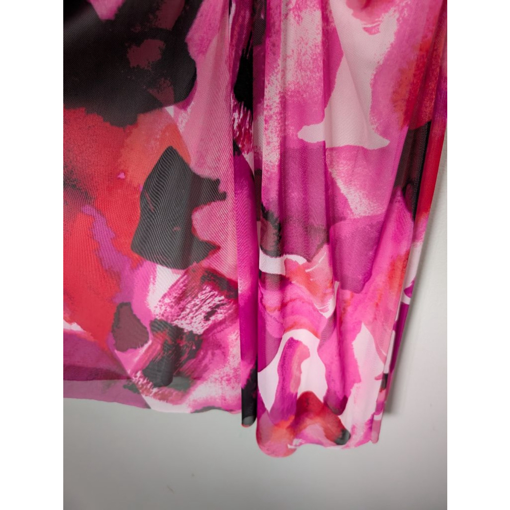 London Times Pink Black Abstract Ruched Halter Dress Size 4 - Picture 6 of 8